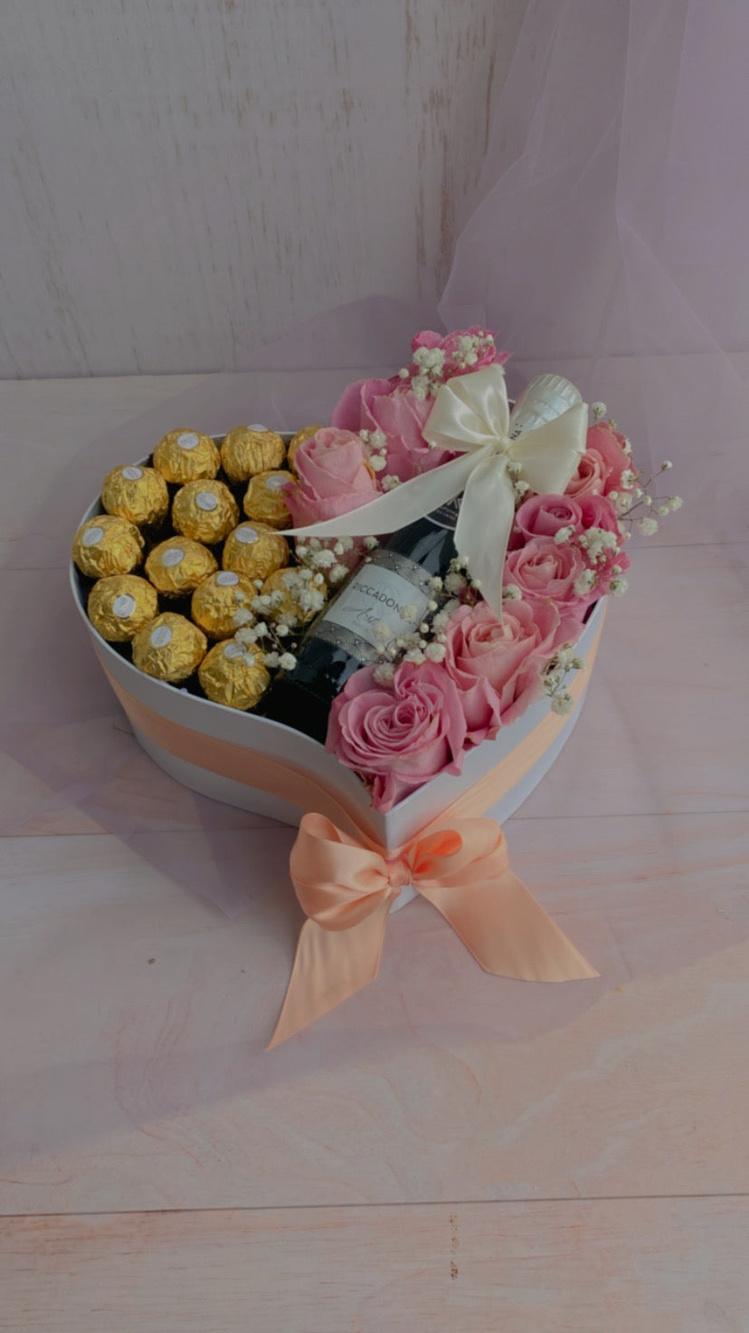 Box rosas y espumante
